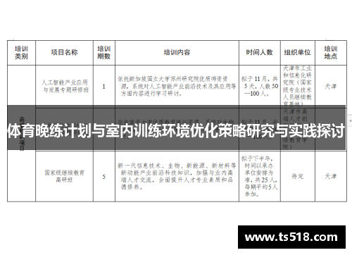 体育晚练计划与室内训练环境优化策略研究与实践探讨